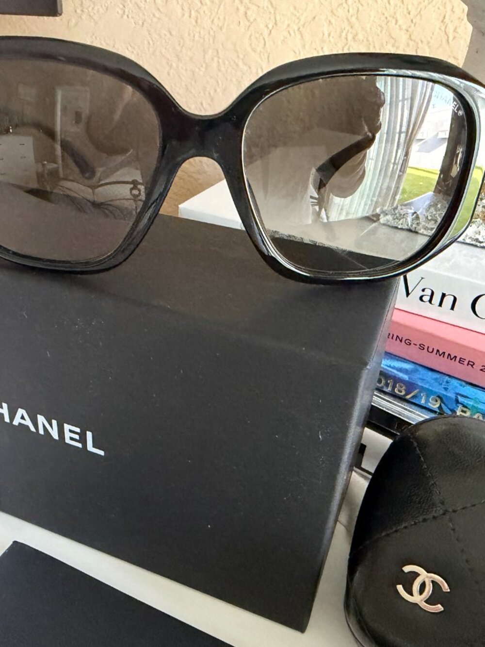 Chanel Acetate Pearl CC Square Sunglasses 71501-A Black - Picture 3 of 11